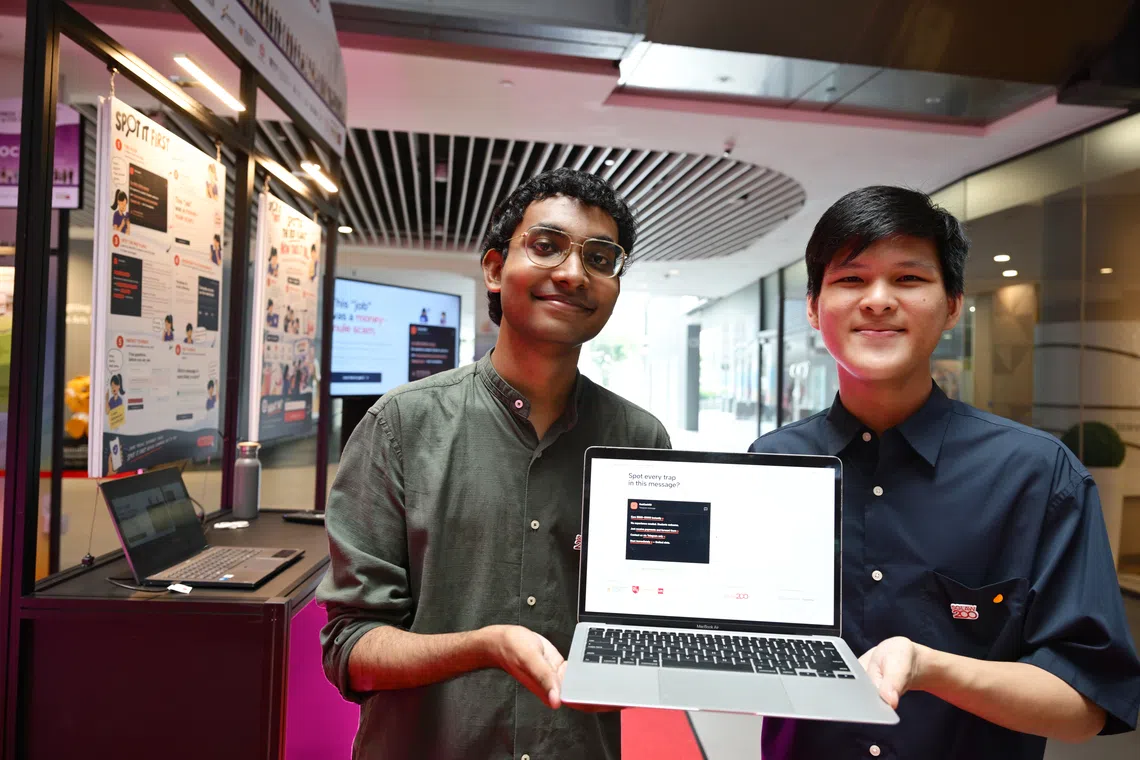 NUS law students Kristen Joseph Fernando (left) and Owen Tan. 