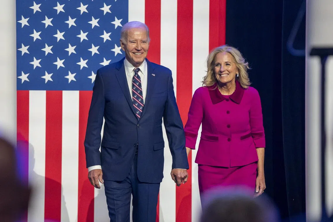 US President Joe Biden and First Lady Jill Biden at a campaign event in Pennsylvania.