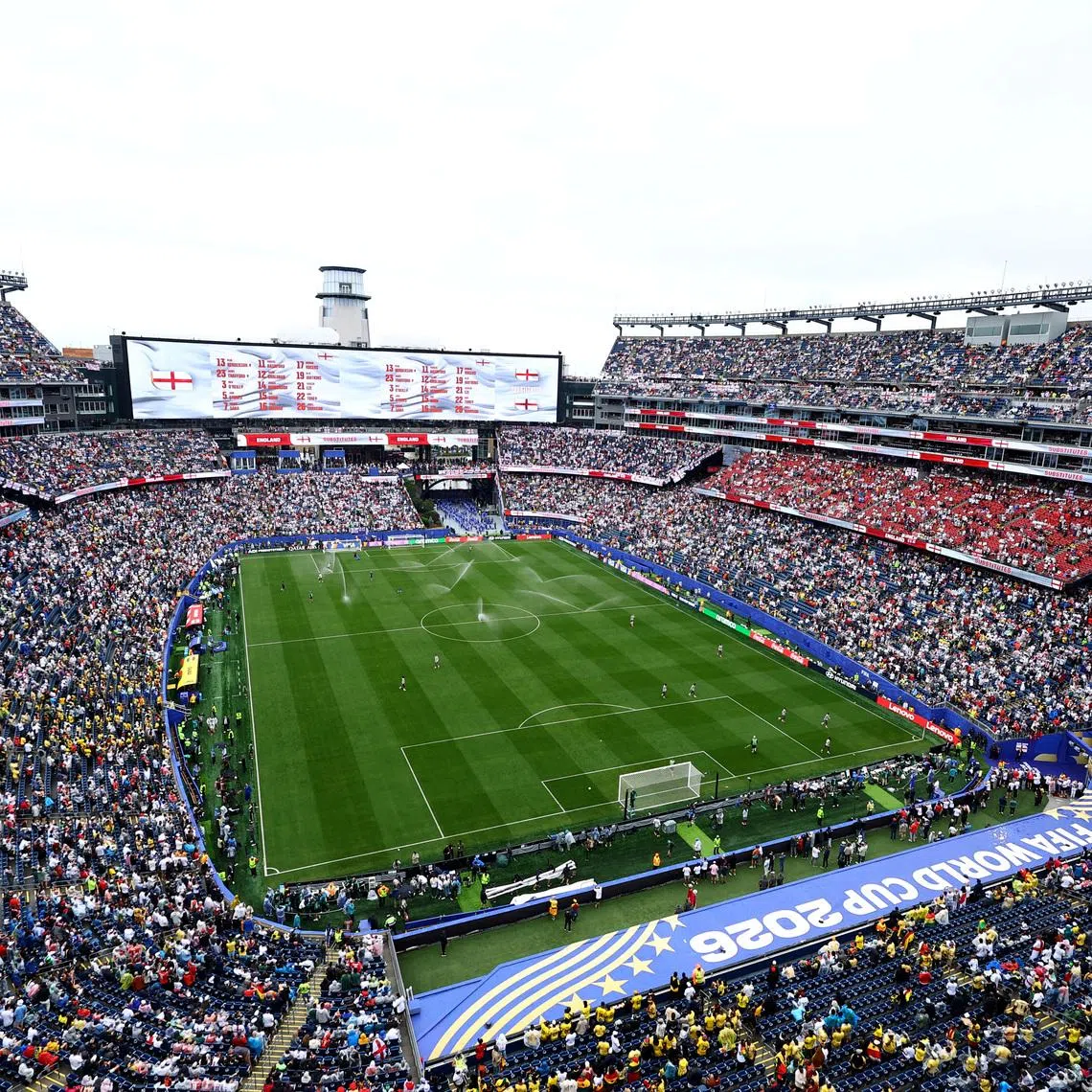 FILE PHOTO: Soccer Football - FIFA World Cup 2026 - Group L - England v Ghana - Boston Stadium, Foxborough, Massachusetts, U.S. - June 23, 2026 General view inside the stadium during the warm up before the match REUTERS/Pilar Olivares/File Photo