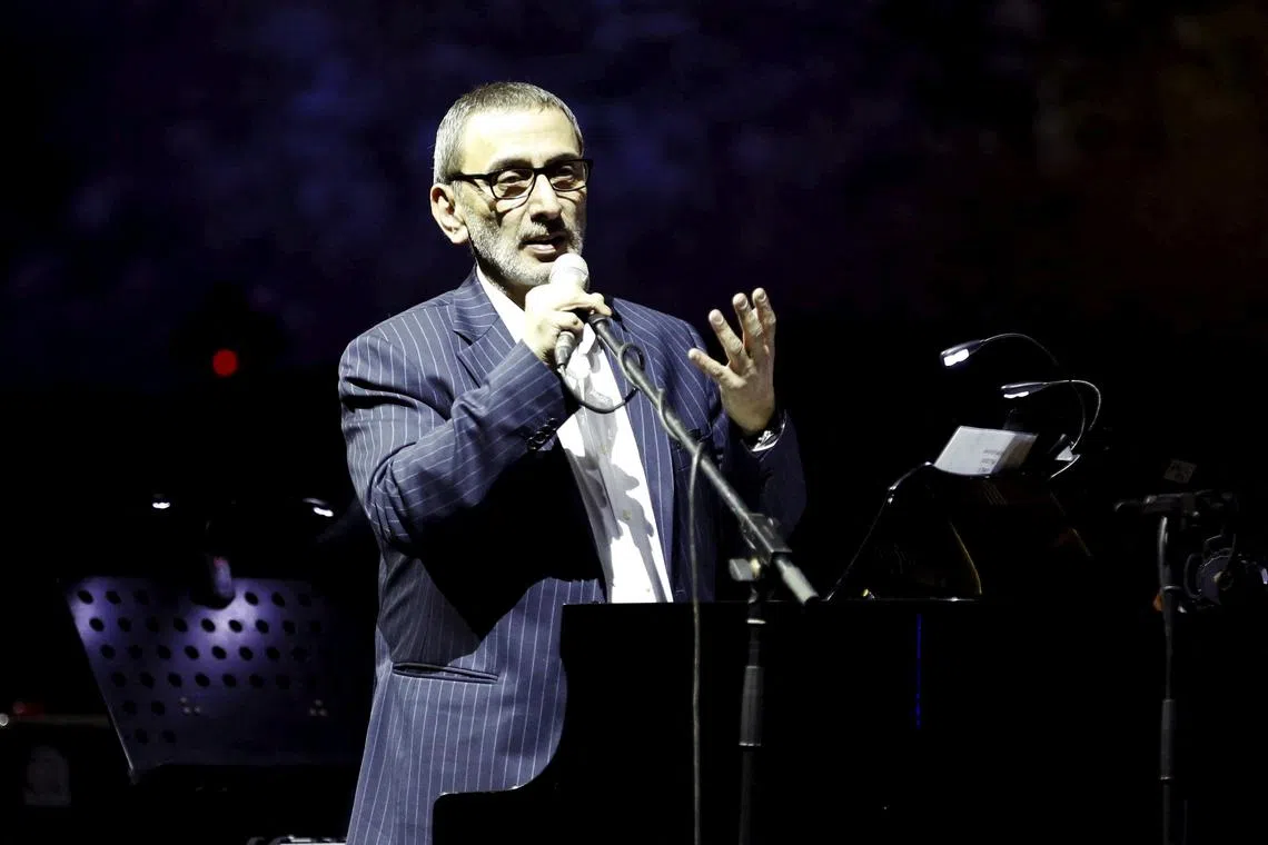 FILE PHOTO: Lebanese musician and composer Ziad Rahbani performs during a concert at the Ehdeniyat International Festival in Ehden town, northern Lebanon July 30, 2015. REUTERS/Jamal Saidi/File Photo
