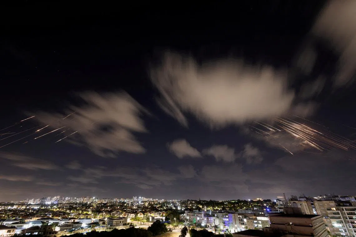 Israel's Iron Dome anti-missile system intercepts rockets after Iran fired a salvo of ballistic missiles, as seen from Ashkelon, Israel, October 1, 2024. REUTERS/Amir Cohen