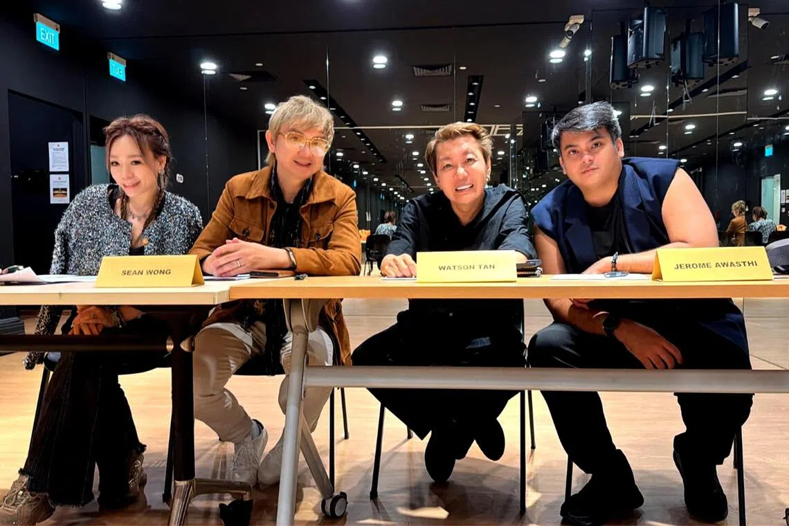 Miss Universe Singapore 2026 national director Sean Wong (second from left) with fellow judges at the pageant audition held at Scape on Sept 20.