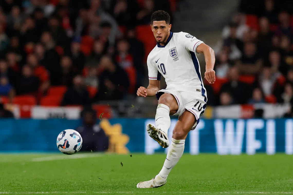 Soccer Football - World Cup - European Qualifiers - Group K - England v Albania - Wembley Stadium, London, Britain - March 21, 2025 England's Jude Bellingham in action Action Images via Reuters/Andrew Couldridge