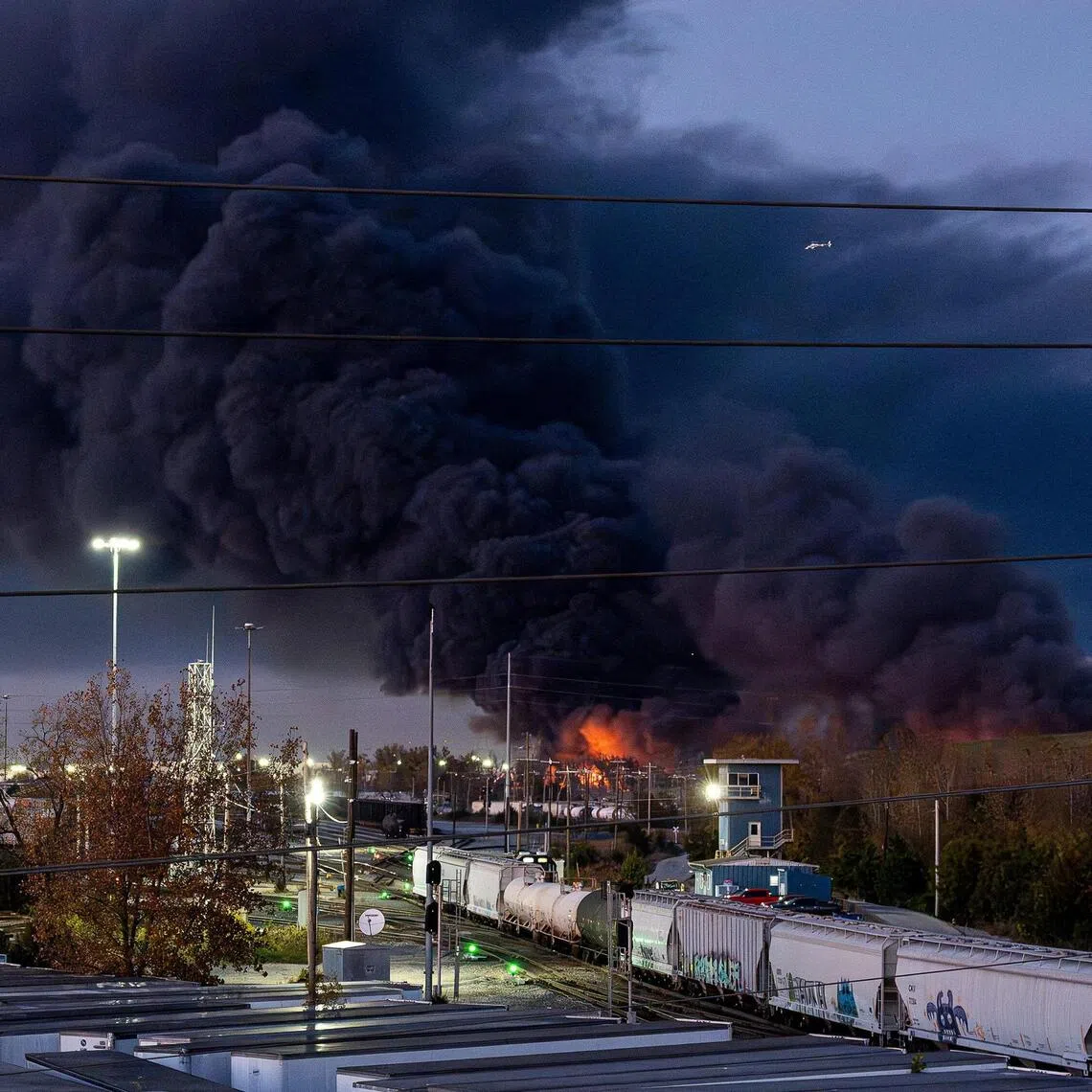 Smoke rising from the wreckage of a UPS MD-11 cargo jet after it crashed on departure from Louisville Muhammad Ali International Airport in Louisville, Kentucky, on Nov 4. 