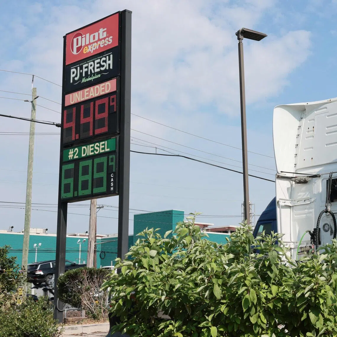 Gas prices displayed at a Pilot station in Newark, New Jersey, on Sept 17.