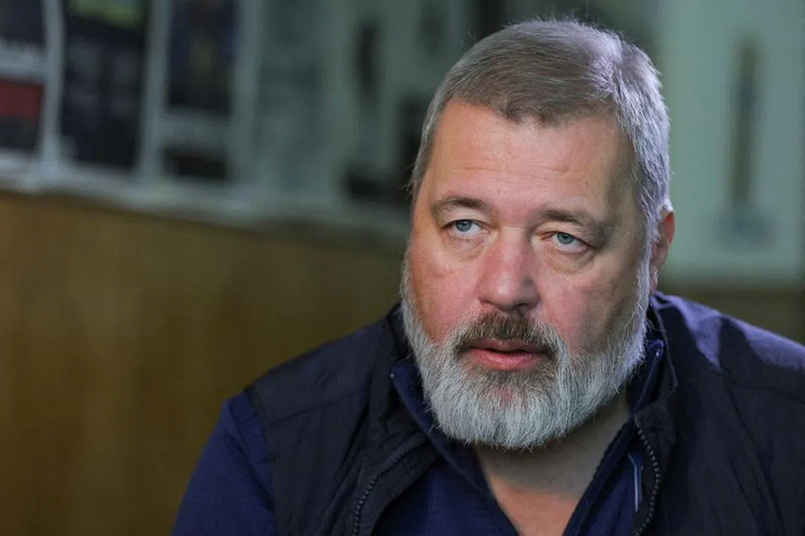 FILE PHOTO: Dmitry Muratov, Nobel Peace Prize laureate and editor-in-chief of the investigative newspaper Novaya Gazeta, attends an interview with Reuters in Moscow, Russia September 22, 2022. REUTERS/Evgenia Novozhenina/File Photo