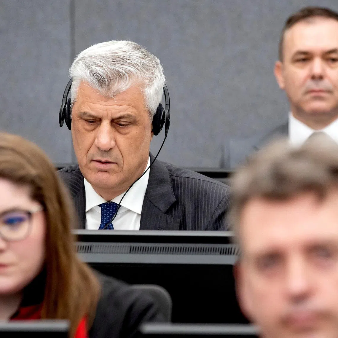 FILE PHOTO: Former Kosovo President Hashim Thaci attends his war crimes trial in The Hague, Netherlands April 3, 2023.   Koen van Weel/Pool via REUTERS/File Photo