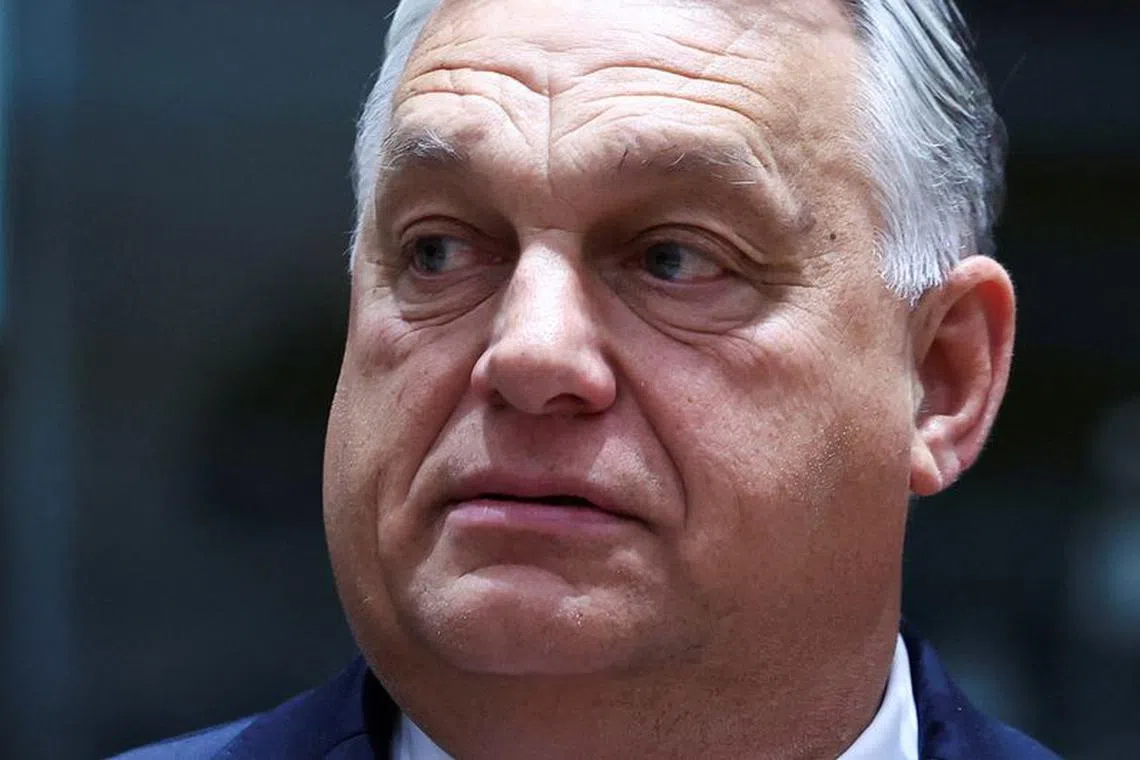 FILE PHOTO: Hungarian Prime Minister Viktor Orban attends the European Union leaders summit, in Brussels, Belgium October 26, 2023. REUTERS/Yves Herman/File Photo