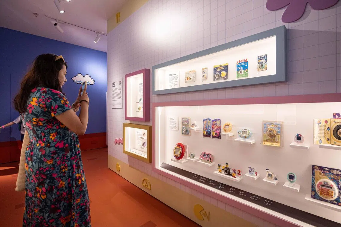 The Tamagotchi collection on loan from Rachel Liew features a range of sizes and colours.