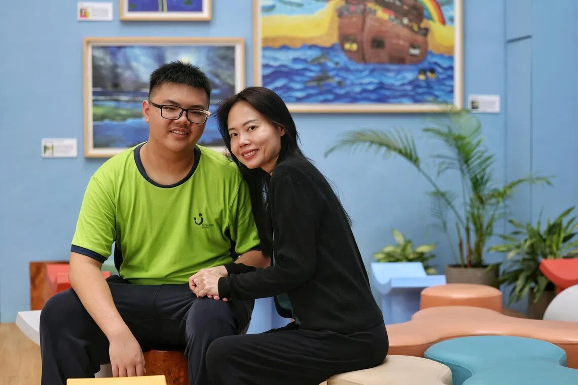 Portrait of Ms Vivi Lee and her son Marcus at Pathlight School Ang Mo Kio on May 18.