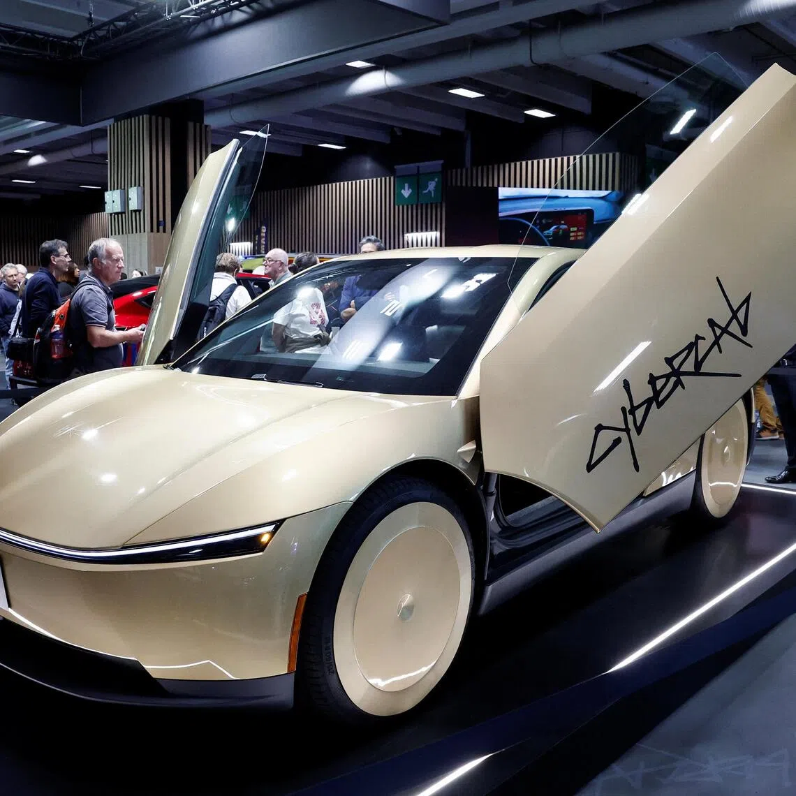 The Tesla Cybercab is completely self-driving and does not have a physical steering wheel.