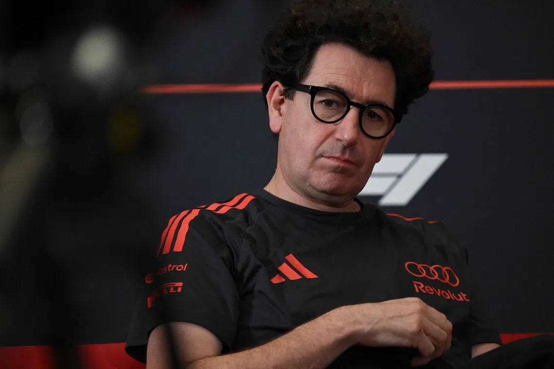 Audi team principal Mattia Binotto (above) is happy with the current line-up of Nico Hulkenberg and Gabriel Bortoleto.