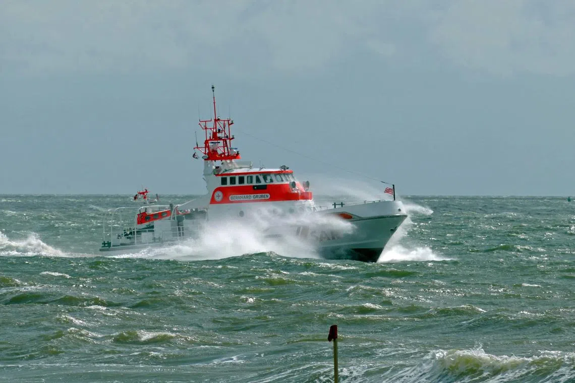 Sea rescue cruiser ship Bernhard Gruben  being used in the search for survivors after a collision between two cargo ships in the North Sea.