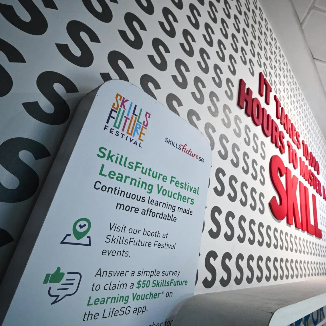 ST20250108-202505200839-Lim Yaohui-pixgeneric/
Generic photograph of SkillsFuture Festival signboard at Lifelong Learning Institute on Jan 8, 2025.
Can be used for stories on employment, career, skill, upskill, jobseeker, training, skill set, job, money, budget, upskilling, upgrading and salary.
(ST PHOTO: LIM YAOHUI)