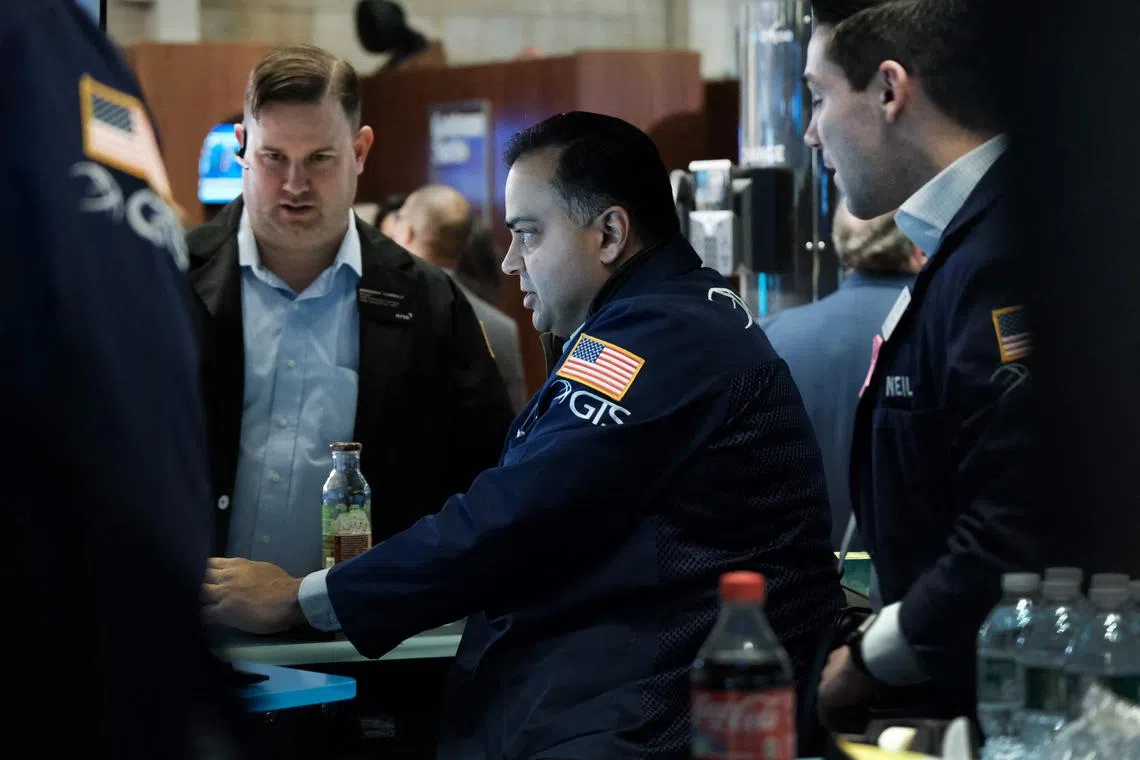 Traders work on the floor of the New York Stock Exchange, on Feb 14, 2023 in New York City.