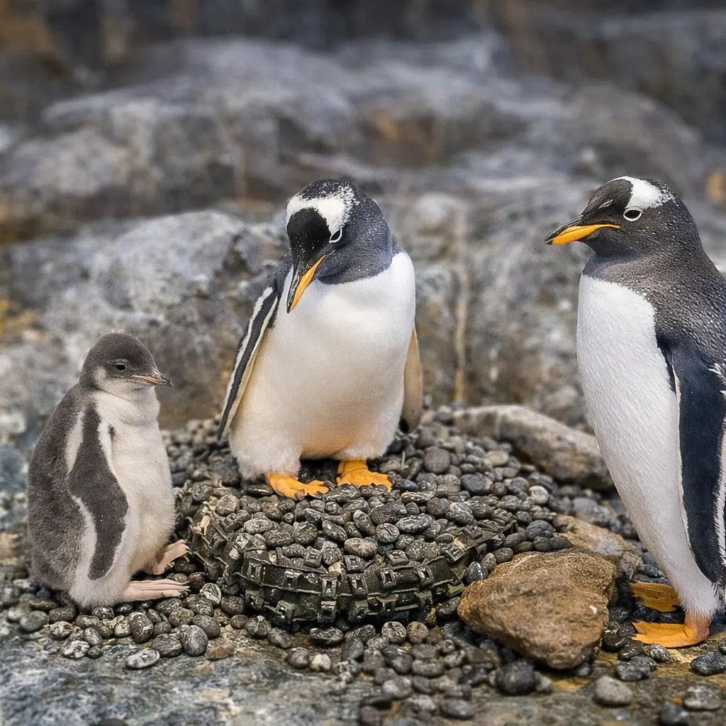 Gentoo penguins Riki and Peach welcomed their third chick in two years at the Ocean Network Express Penguin Cove.