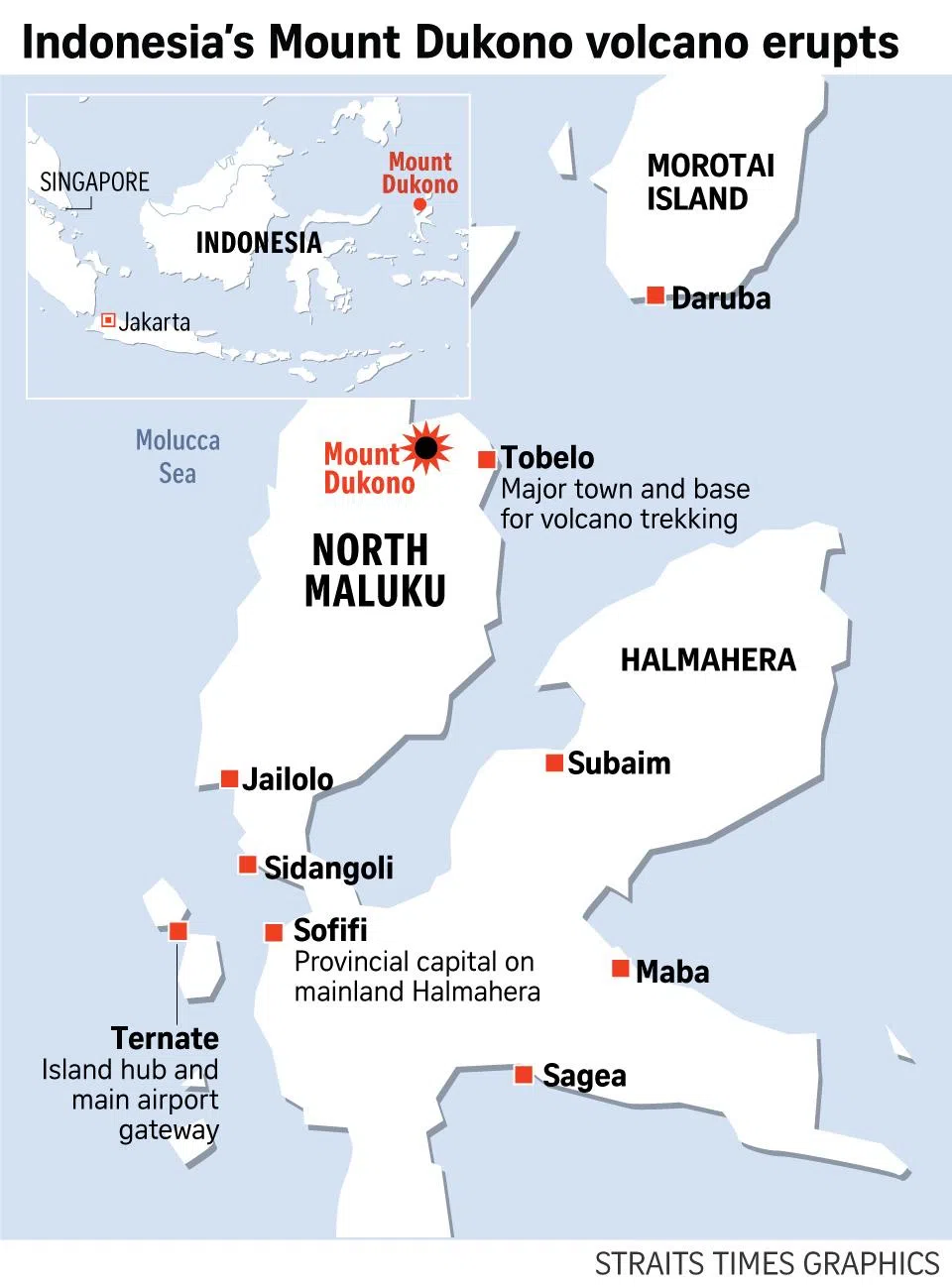 Map of Mouth Dukono in Indonesia