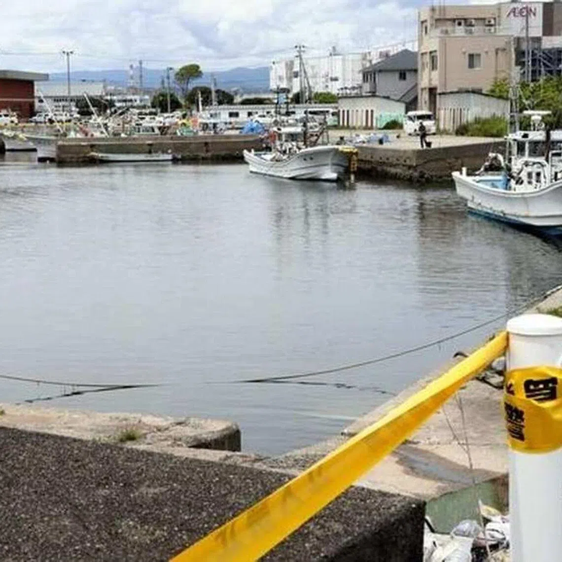 The site where a car plunged into Onahama Port in Iwaki, Fukushima prefecture.