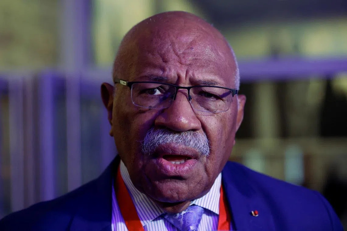 FILE PHOTO: Fiji's Prime Minister Sitiveni Rabuka attends a meeting of foreign ministers from the EU, Indo-Pacific and ASEAN countries, in Brussels, Belgium February 2, 2024. REUTERS/Johanna Geron/File Photo