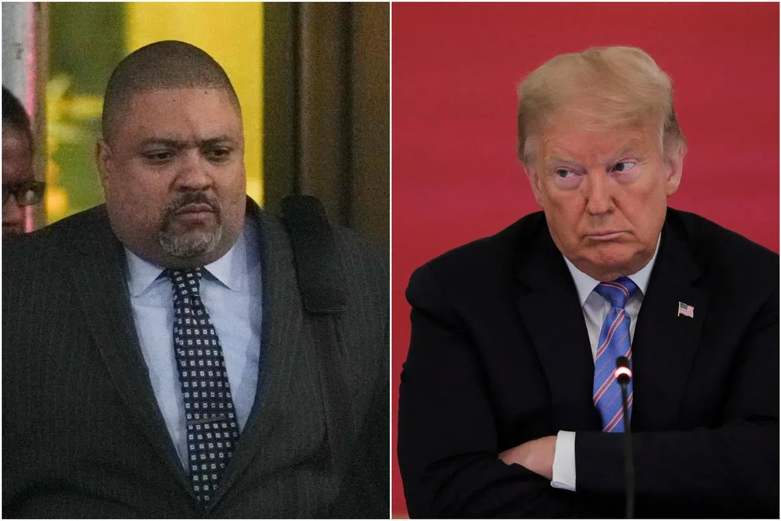 Manhattan district attorney Alvin Bragg (left) insisted that the investigation into former President Donald Trump was not over.