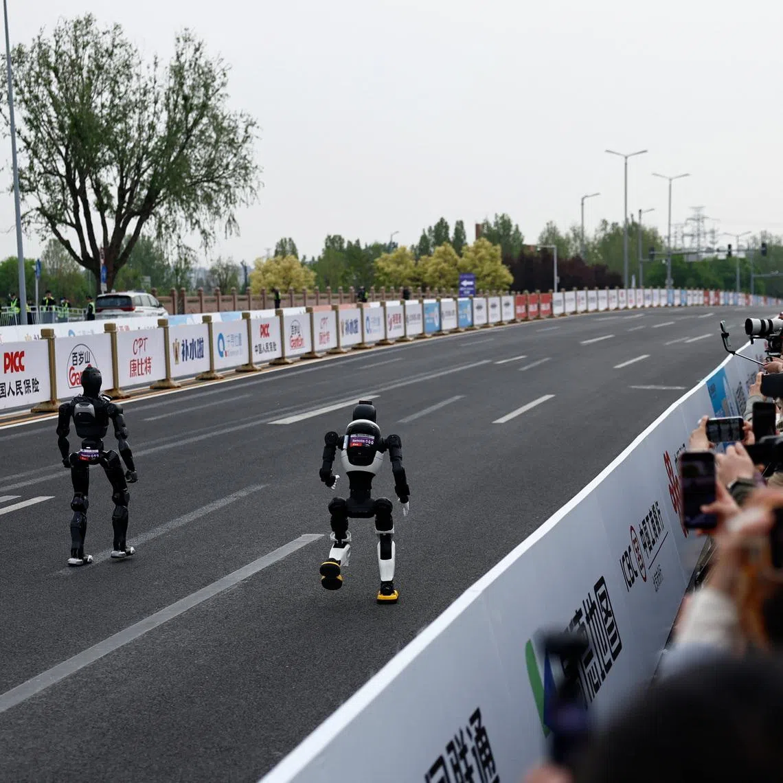 China's AgiBot taking part in a half-marathon race in Beijing in April.