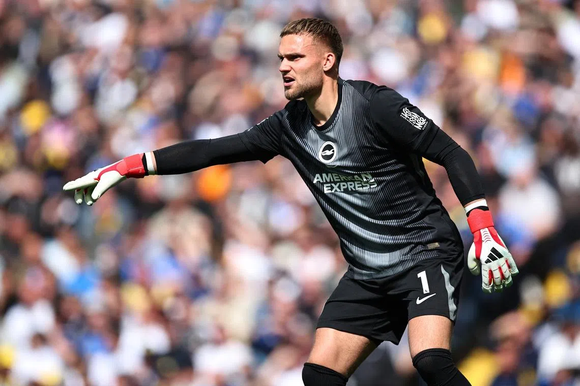Soccer Football - Premier League - Leeds United v Brighton & Hove Albion - Elland Road, Leeds, Britain - May 17, 2026 Brighton & Hove Albion's Bart Verbruggen reacts Action Images via Reuters/Craig Brough EDITORIAL USE ONLY. NO USE WITH UNAUTHORIZED AUDIO, VIDEO, DATA, FIXTURE LISTS, CLUB/LEAGUE LOGOS OR 'LIVE' SERVICES. ONLINE IN-MATCH USE LIMITED TO 120 IMAGES, NO VIDEO EMULATION. NO USE IN BETTING, GAMES OR SINGLE CLUB/LEAGUE/PLAYER PUBLICATIONS. PLEASE CONTACT YOUR ACCOUNT REPRESENTATIVE FOR FURTHER DETAILS..