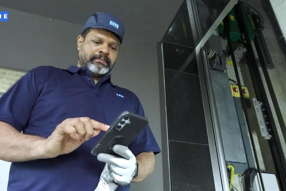 sfai - Ratheesh Kumar, 44, senior troubleshooter with KONE Singapore, believes an elevator technician's job is AI-resilient.
Credit: KONE SINGAPORE