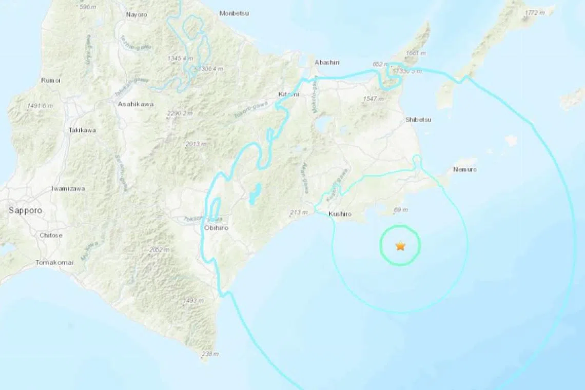 The offshore quake shook the coastal cities of Kushiro and Nemuro.
