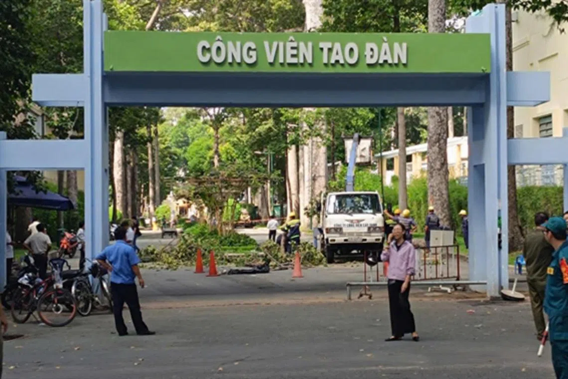 Two people, aged 62 and 60, died on the spot at Tao Dan park.