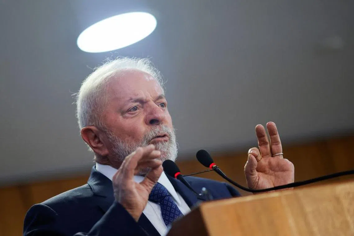 Brazil's President Luiz Inacio Lula da Silva speaks during a ceremony announcing investments by public banks in states, at the Planalto Palace in Brasilia, Brazil, December 12, 2023. REUTERS/Adriano Machado/File Photo