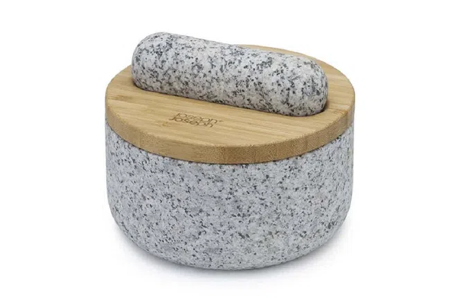 Joseph Joseph Dash Pestle & Mortar Set with Bamboo Lid Gray