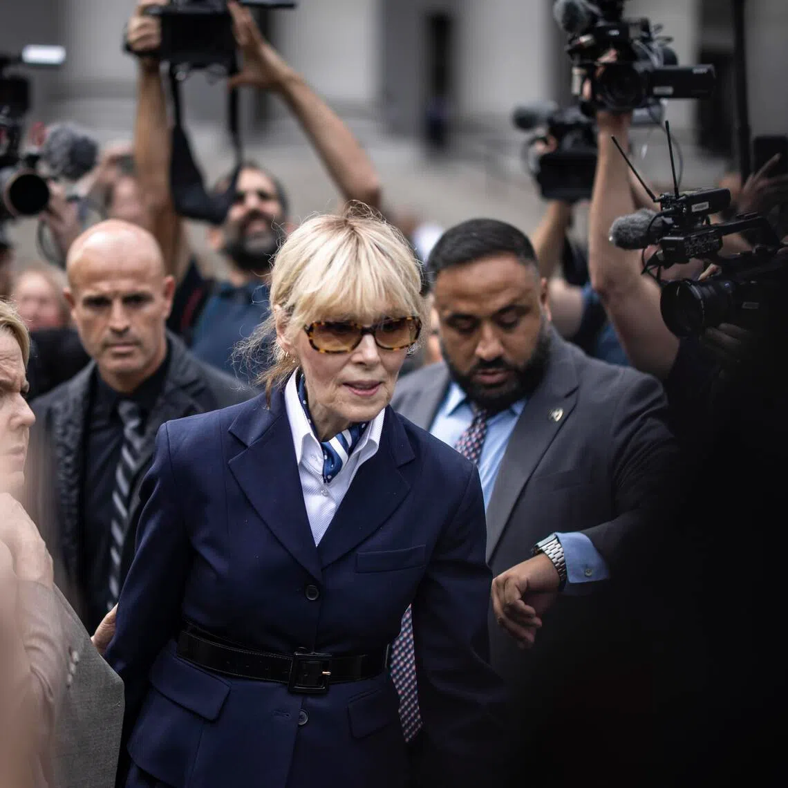 FILE — Author E. Jean Carroll leaves the Thurgood Marshall United States Courthouse in lower Manhattan, Sept. 6, 2024. Andrew Boutros, the Trump-appointed U.S. attorney for Northern Illinois, has opened a criminal investigation into Carroll, the 82-year-old former magazine writer who accused President Trump of sexual assault, according to a person with direct knowledge of the situation. (Dave Sanders/The New York Times)