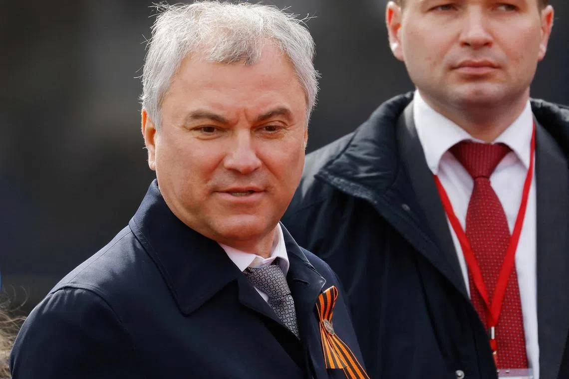 FILE PHOTO: Russia's State Duma Speaker Vyacheslav Volodin said arguments against the use of nuclear weapons would also become untenable.