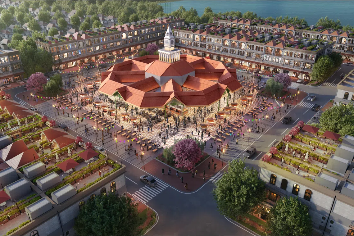 An artist's impression of the Lau Pa Sat food centre to be built in the Pantai Indah Kapuk township outside Jakarta.  