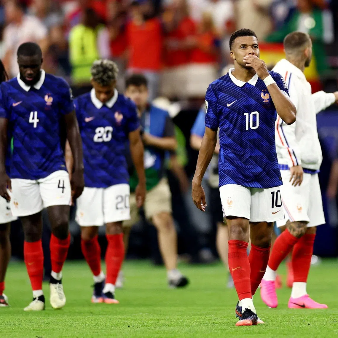Soccer Football - FIFA World Cup 2026 - Semi Final - France v Spain - Dallas Stadium, Arlington, Texas, U.S. - July 14, 2026 France's Kylian Mbappe looks dejected after the match as France are eliminated from the World Cup REUTERS/Lee Smith