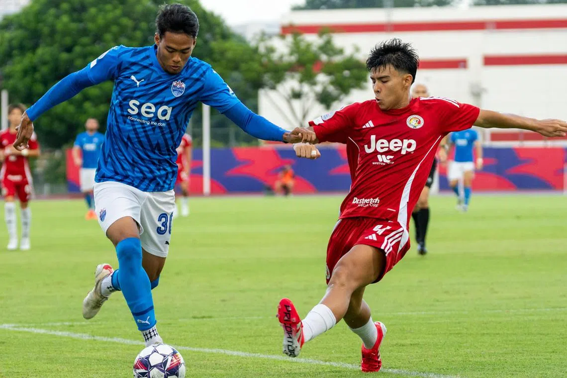 Akram Azman taking on Balestier Khalsa's 