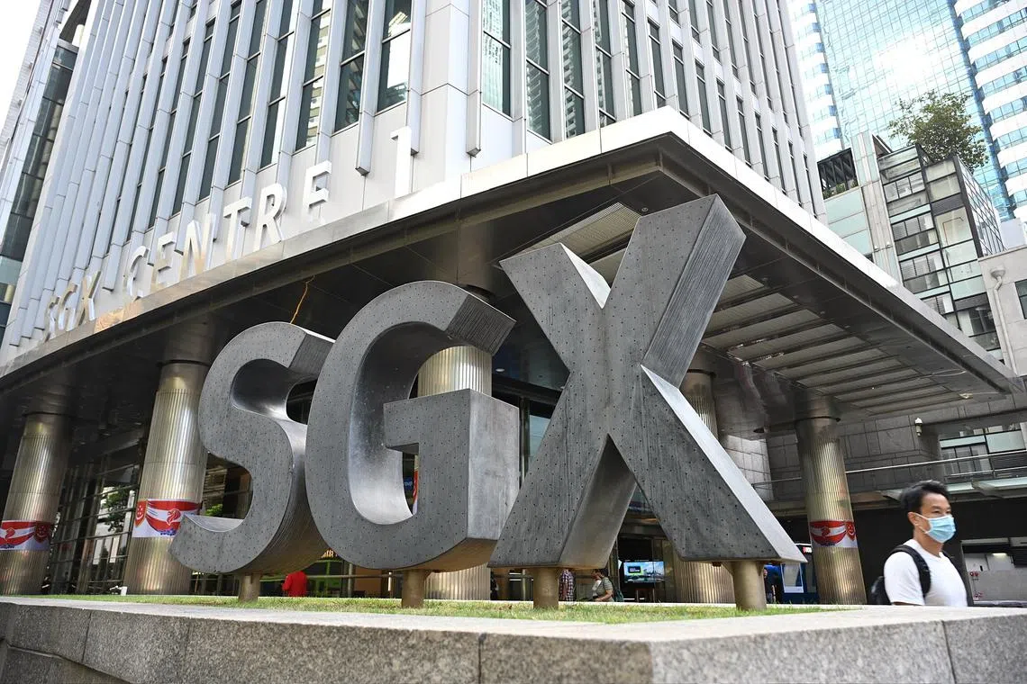 Pixgeneric / Generic picture of SGX Raffles Place, on Monday 5 August 2024. A global stocks sell-off worsened on Aug 5 as fears the US could be heading for recession sent investors rushing from risk assets while wagering interest rates will have to fall rapidly to rescue growth. In Singapore, the Straits Times Index was down 3.1 per cent at the midday trading break, after sinking as much as 3.3 per cent after trading opened.