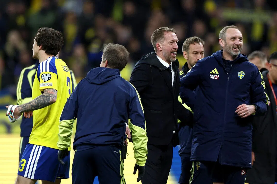 Potter's career night delivers World Cup promised land for resurgent Sweden  | The Straits Times