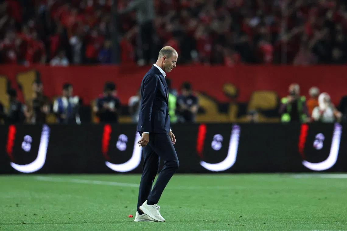 Soccer Football - Egyptian Premier League - Zamalek v Al Ahly - Cairo International Stadium, Cairo, Egypt - May 1, 2026 Al Ahly coach Jess Thorup reacts REUTERS/Amr Abdallah Dalsh