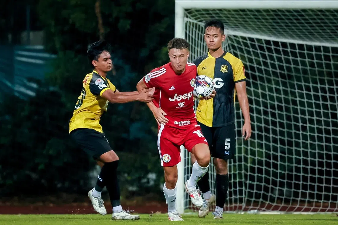 Balestier Khalsa's Kodai Tanaka celebrates after scoring his penalty.