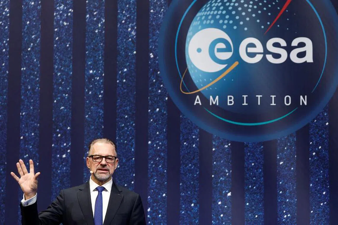 European Space Agency (ESA) General Director Josef Aschbacher speaks during the ESA Council at Ministerial level (CM22) at the Grand Palais Ephemere in Paris, France, November 23, 2022. REUTERS/Benoit Tessier/File photo
