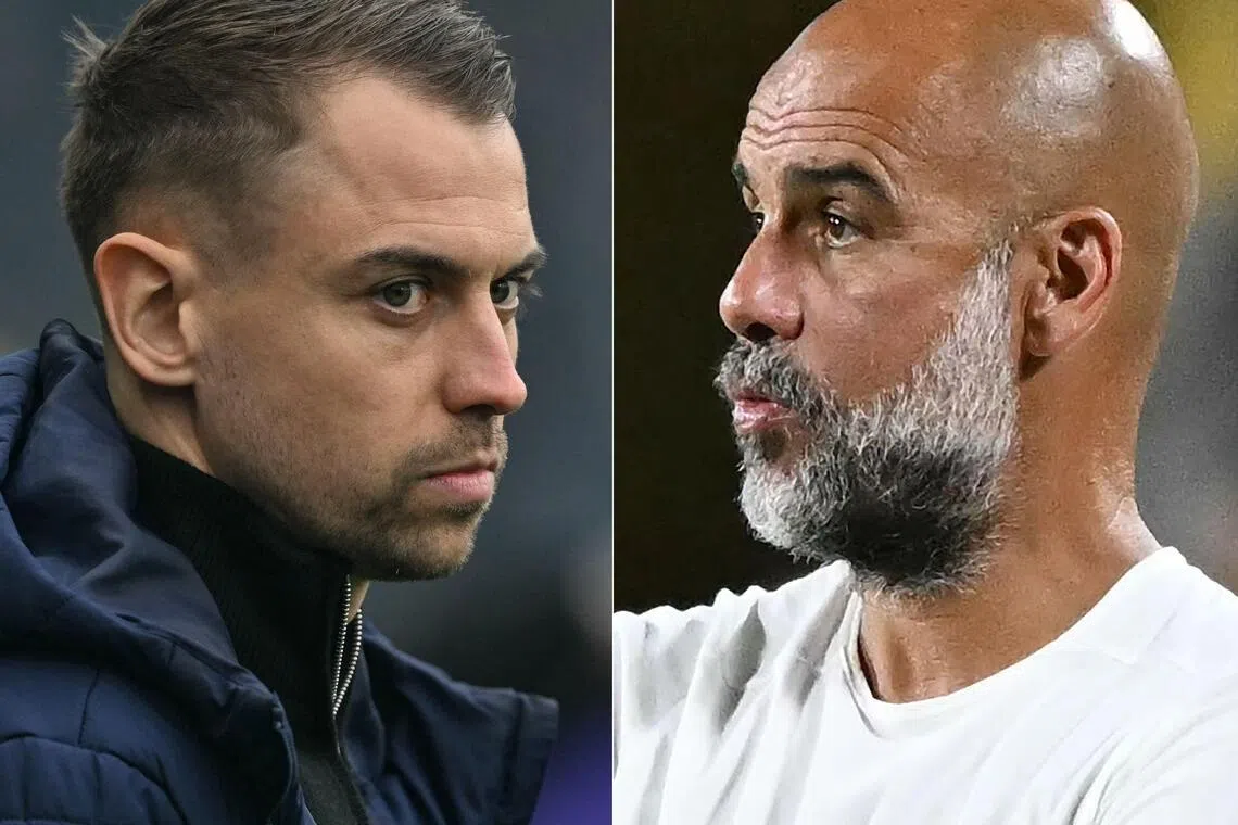 A combination of pictures showing Southampton coach Tonda Eckert and Manchester City manager Pep Guardiola as the two sides prepare to clash in the FA Cup semi-finals.