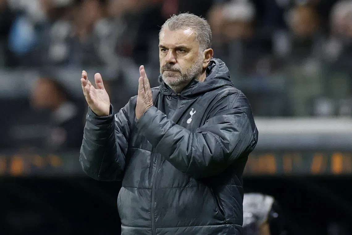 Soccer Football - Europa League - Quarter Final - Second Leg - Eintracht Frankfurt v Tottenham Hotspur - Deutsche Bank Park, Frankfurt, Germany - April 17, 2025 Tottenham Hotspur manager Ange Postecoglou Action Images via Reuters/Peter Cziborra
