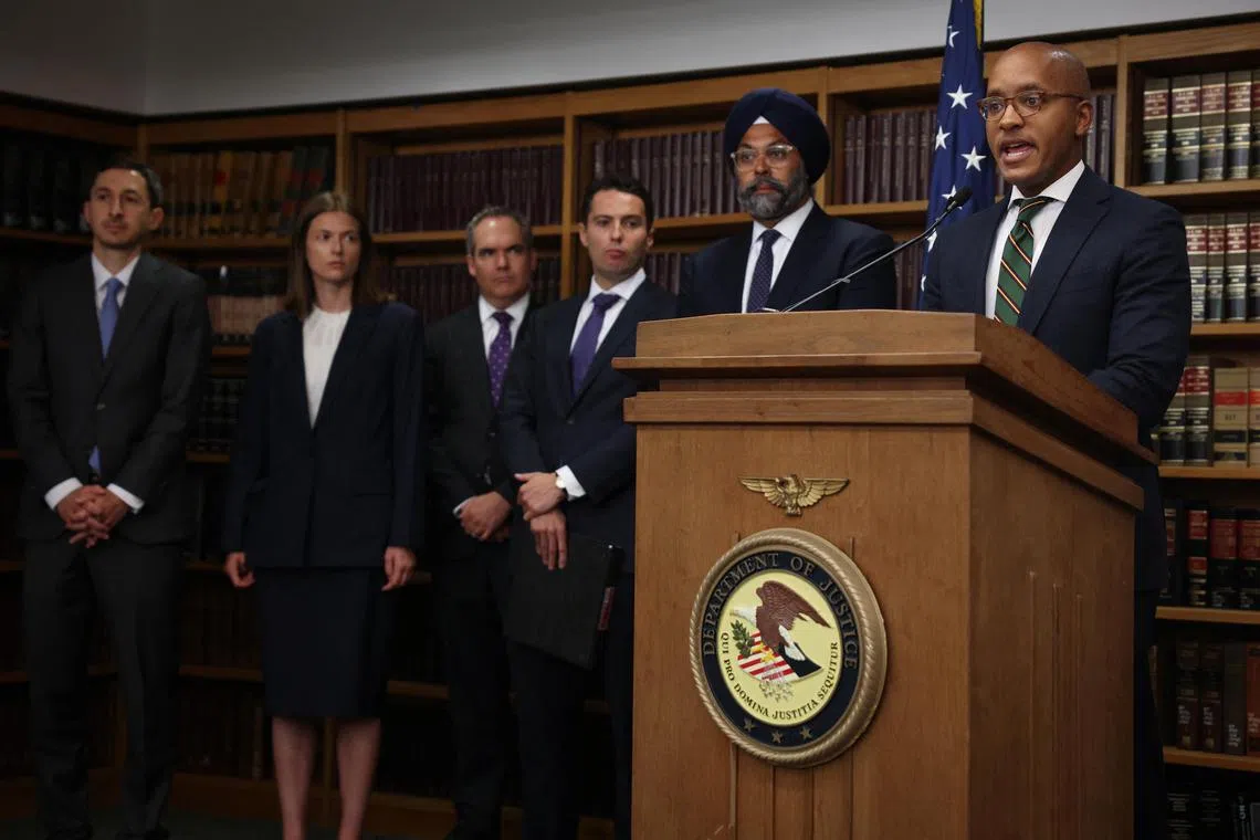 US District Attorney Damian Williams speaks at a press conference announcing an indictment of Celsius Network founder Alexander Mashinsky.