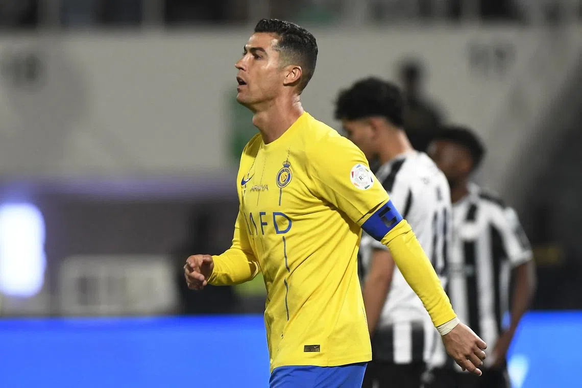 Soccer Football - Saudi Pro League - Al Shabab v Al Nassr - Prince Faisal bin Fahd Stadium, Riyadh, Saudi Arabia - February 25, 2024 Al Nassr's Cristiano Ronaldo reacts REUTERS/Stringer/File Photo