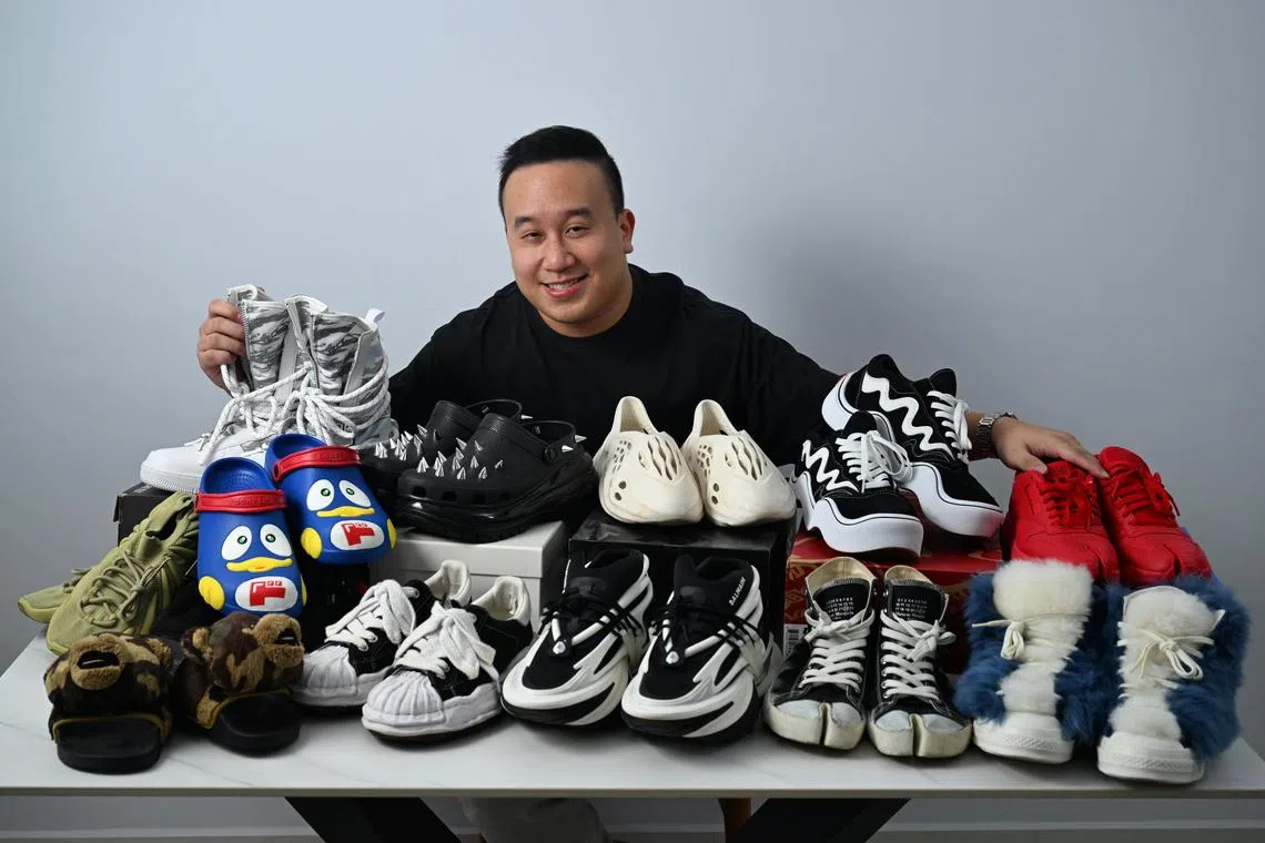 Mervyn Lee with some of his shoe collection photographed on September 13, 2024.