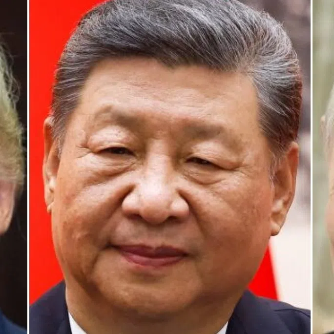 (From left) US President Donald Trump, Chinese President Xi Jinping and Russian President Vladimir Putin.