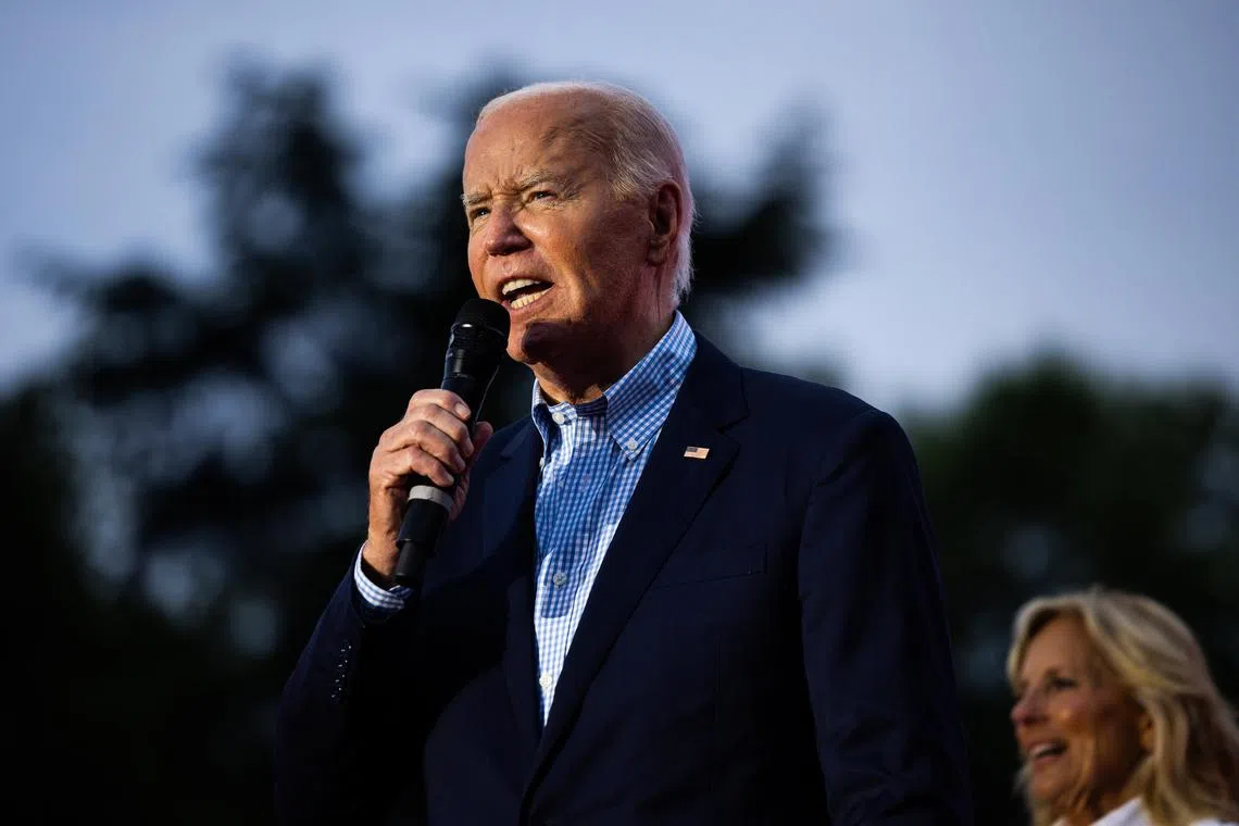 US President Joe Biden speaks during a Fourth of July celebration in the White House on July 4.