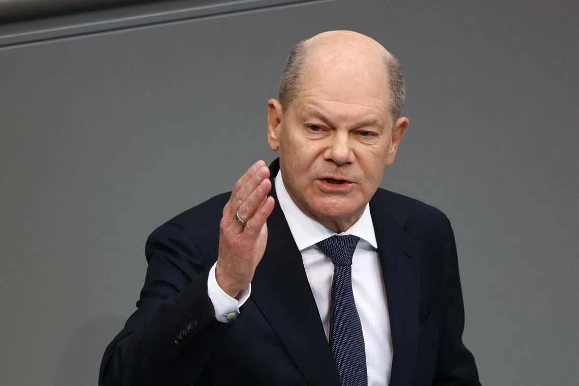 German Chancellor Olaf Scholz attends a session of German lower house of parliament Bundestag ahead of the general election in Berlin, Germany, February 11, 2025.  REUTERS/Liesa Johannssen/File Photo