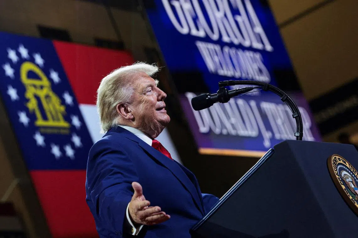 U.S. President Donald Trump delivers remarks on the \"Trump Accounts\" tax-advantaged investment program at Wheeler High School in Marietta, Georgia, U.S., July 22, 2026. REUTERS/Evelyn Hockstein